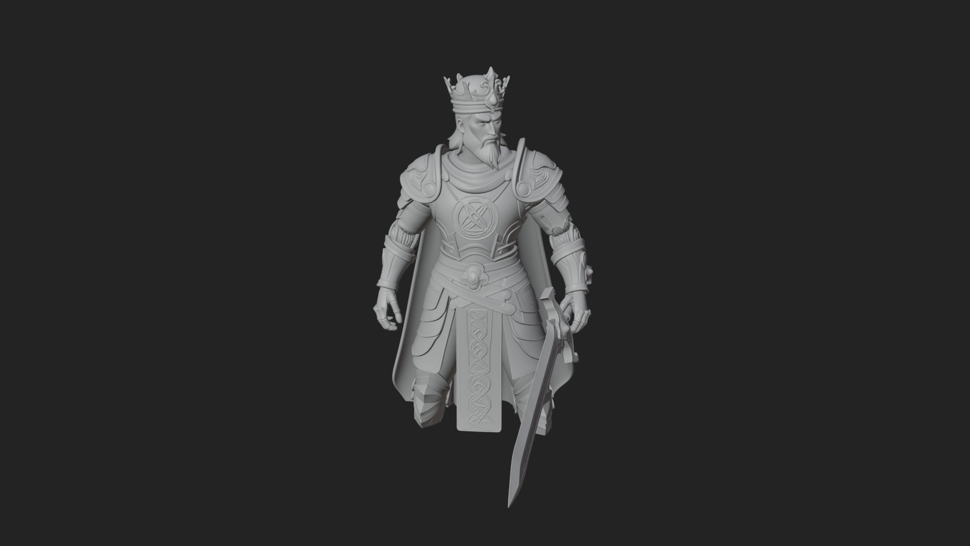 Crowned Knight King Statue Design 10 3D Print Model 3D Model