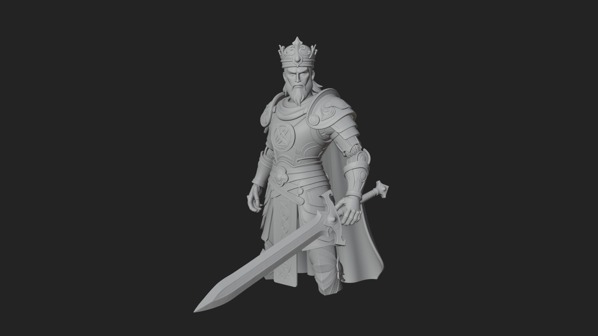 Crowned Knight King Statue Design 10 3D Print Model 3D Model