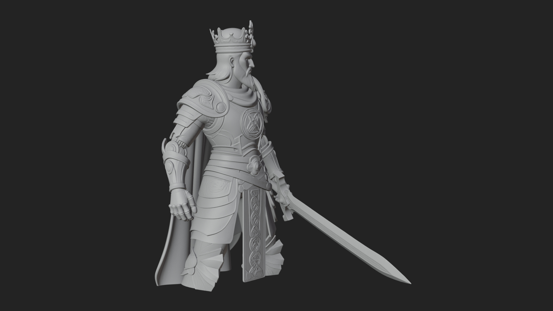 Crowned Knight King Statue Design 10 3D Print Model 3D Model