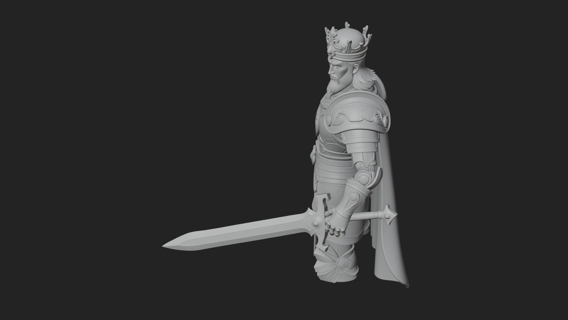 Crowned Knight King Statue Design 10 3D Print Model 3D Model