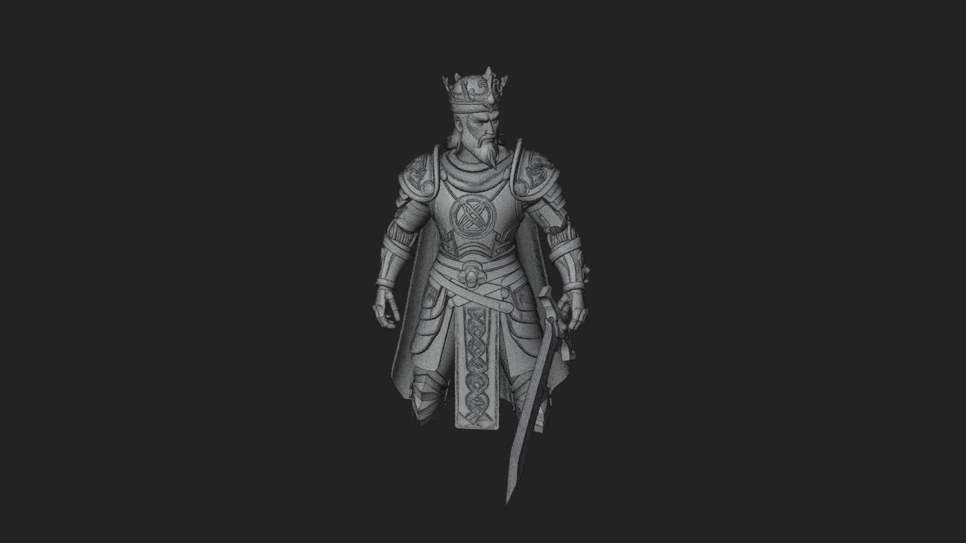 Crowned Knight King Statue Design 10 3D Print Model 3D Model