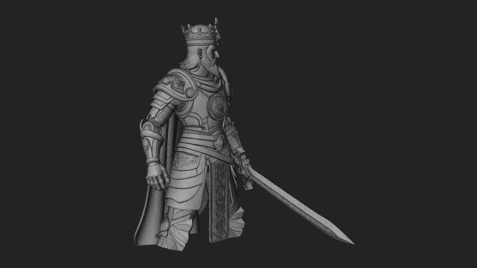 Crowned Knight King Statue Design 10 3D Print Model 3D Model