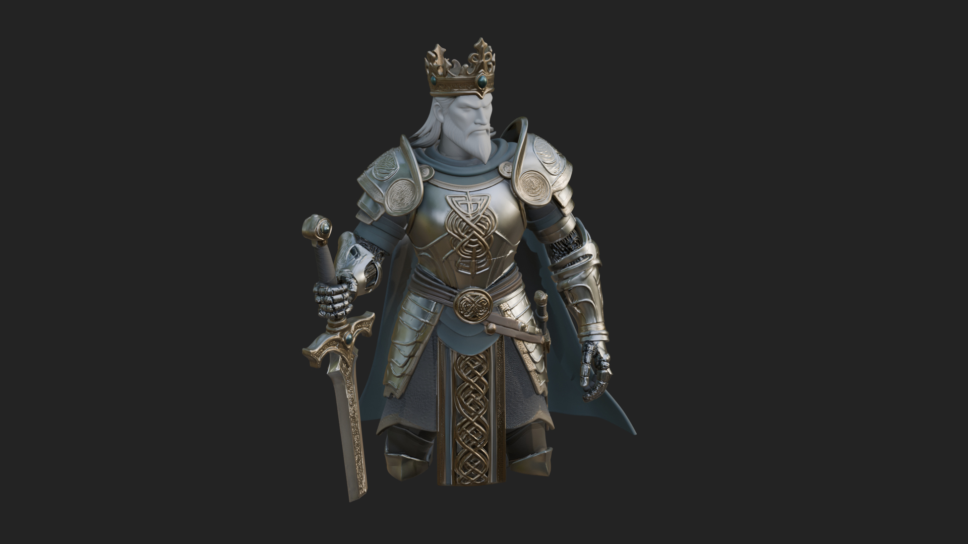 Crowned Knight King Statue Design 11 3D Print Model 3D Model