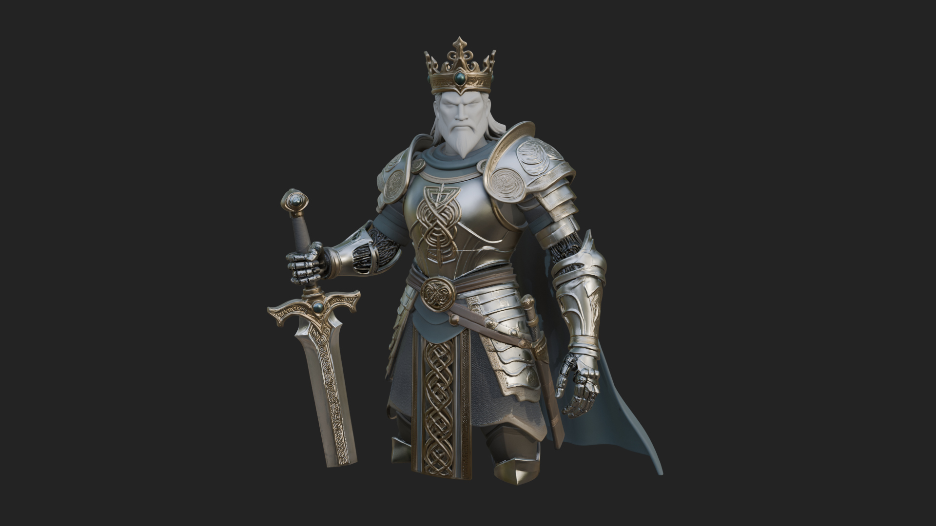 Crowned Knight King Statue Design 11 3D Print Model 3D Model