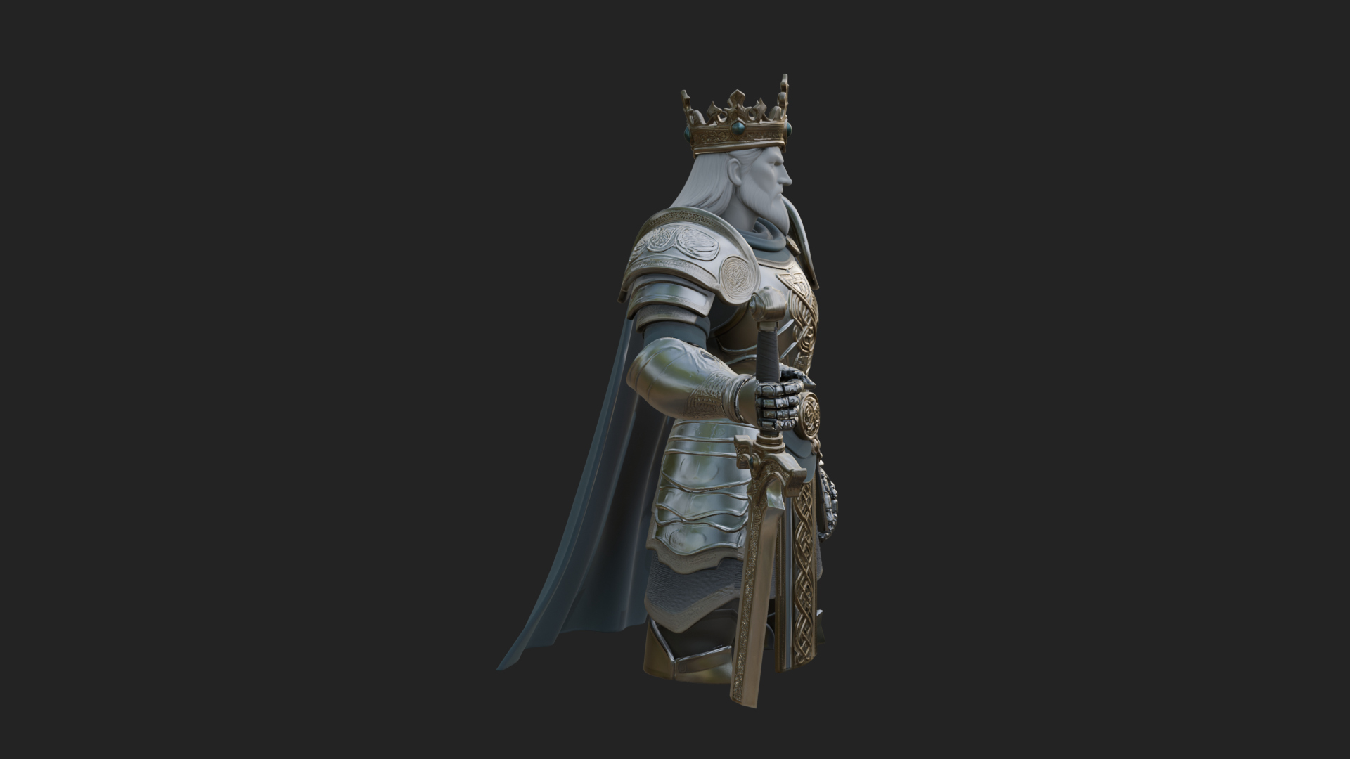 Crowned Knight King Statue Design 11 3D Print Model 3D Model
