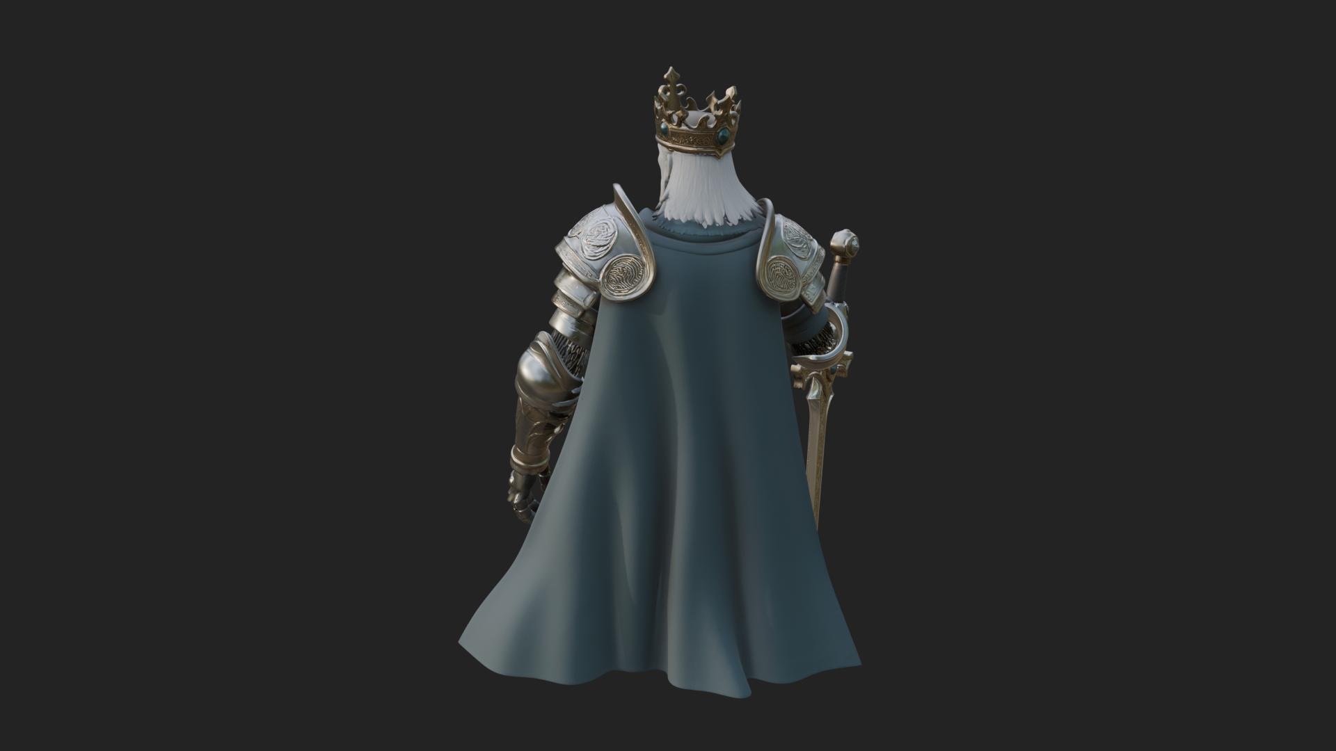 Crowned Knight King Statue Design 11 3D Print Model 3D Model