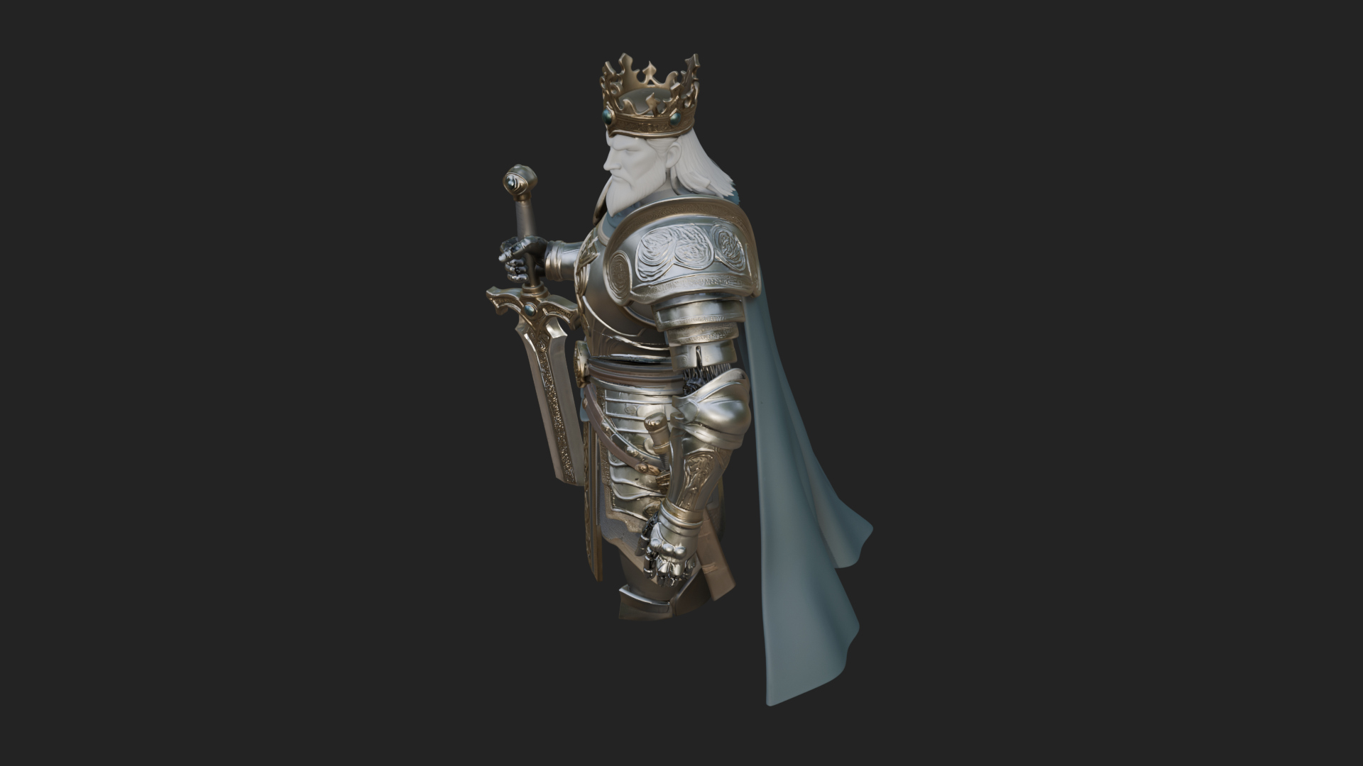 Crowned Knight King Statue Design 11 3D Print Model 3D Model