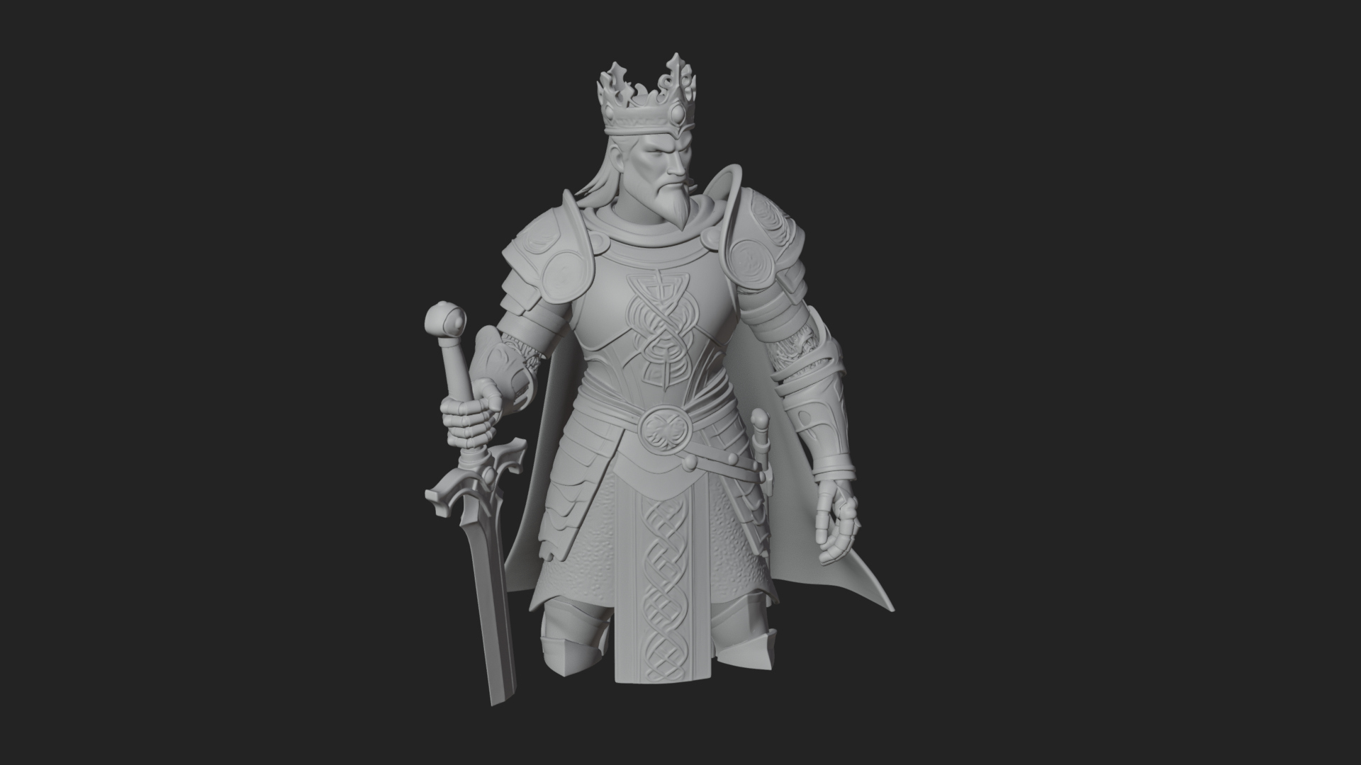 Crowned Knight King Statue Design 11 3D Print Model 3D Model