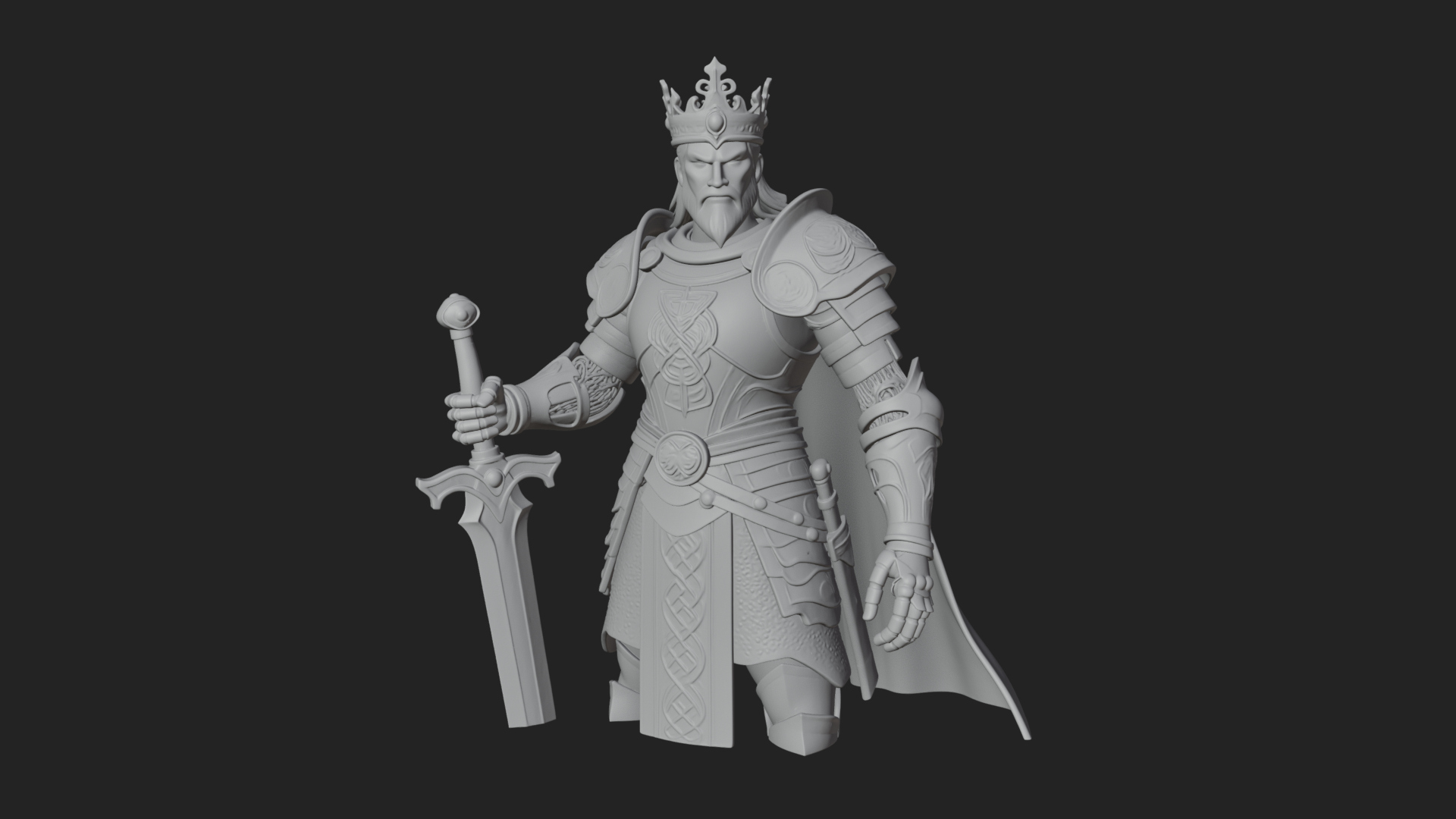 Crowned Knight King Statue Design 11 3D Print Model 3D Model