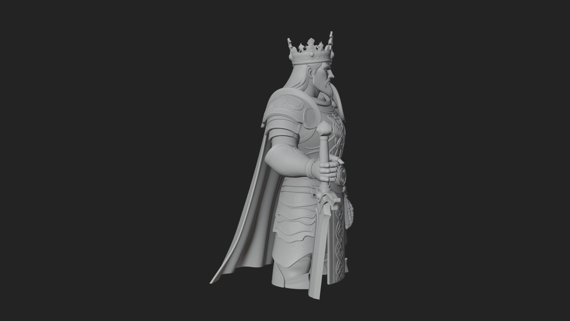 Crowned Knight King Statue Design 11 3D Print Model 3D Model