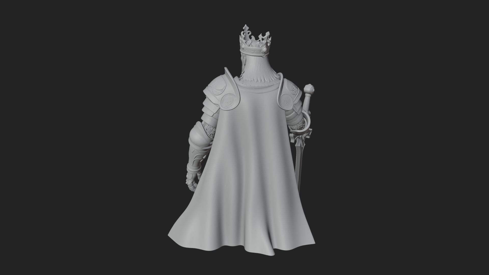Crowned Knight King Statue Design 11 3D Print Model 3D Model