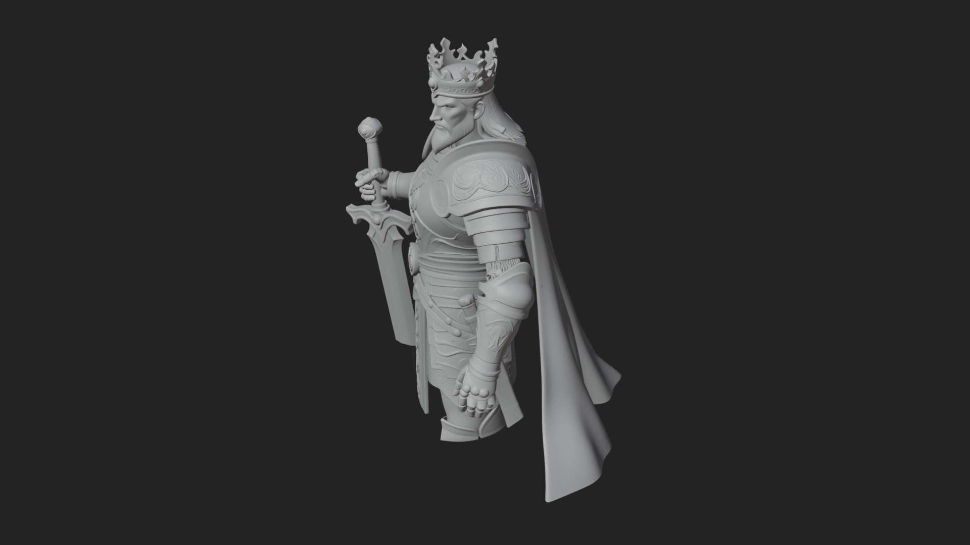 Crowned Knight King Statue Design 11 3D Print Model 3D Model