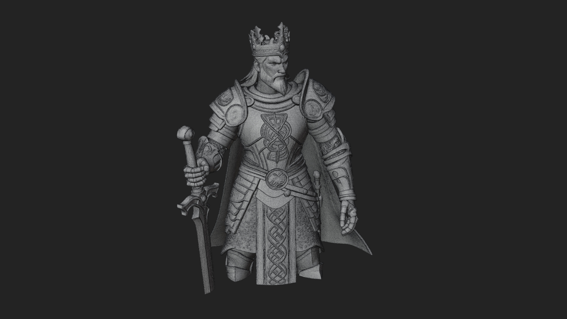 Crowned Knight King Statue Design 11 3D Print Model 3D Model
