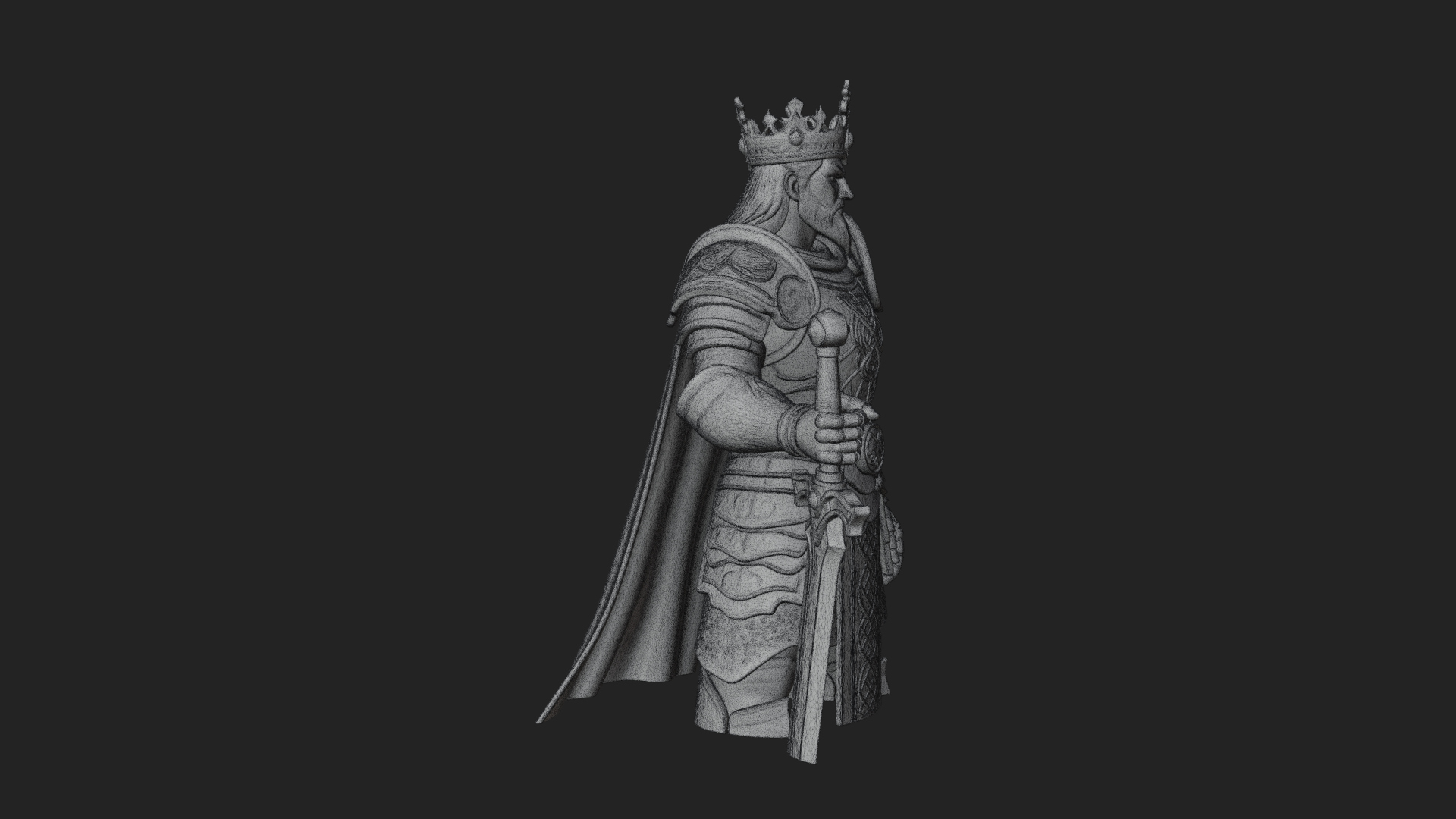 Crowned Knight King Statue Design 11 3D Print Model 3D Model
