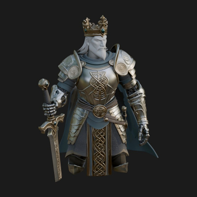 Crowned Knight King Statue Design 11 3D Print Model