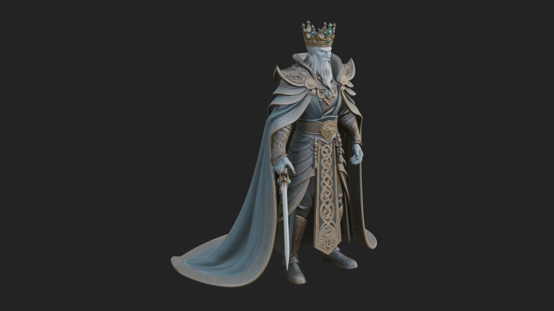 Crowned Knight King Statue Design 12 3D Print Model 3D Model