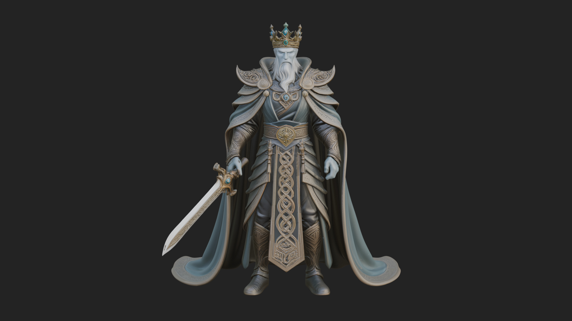 Crowned Knight King Statue Design 12 3D Print Model 3D Model