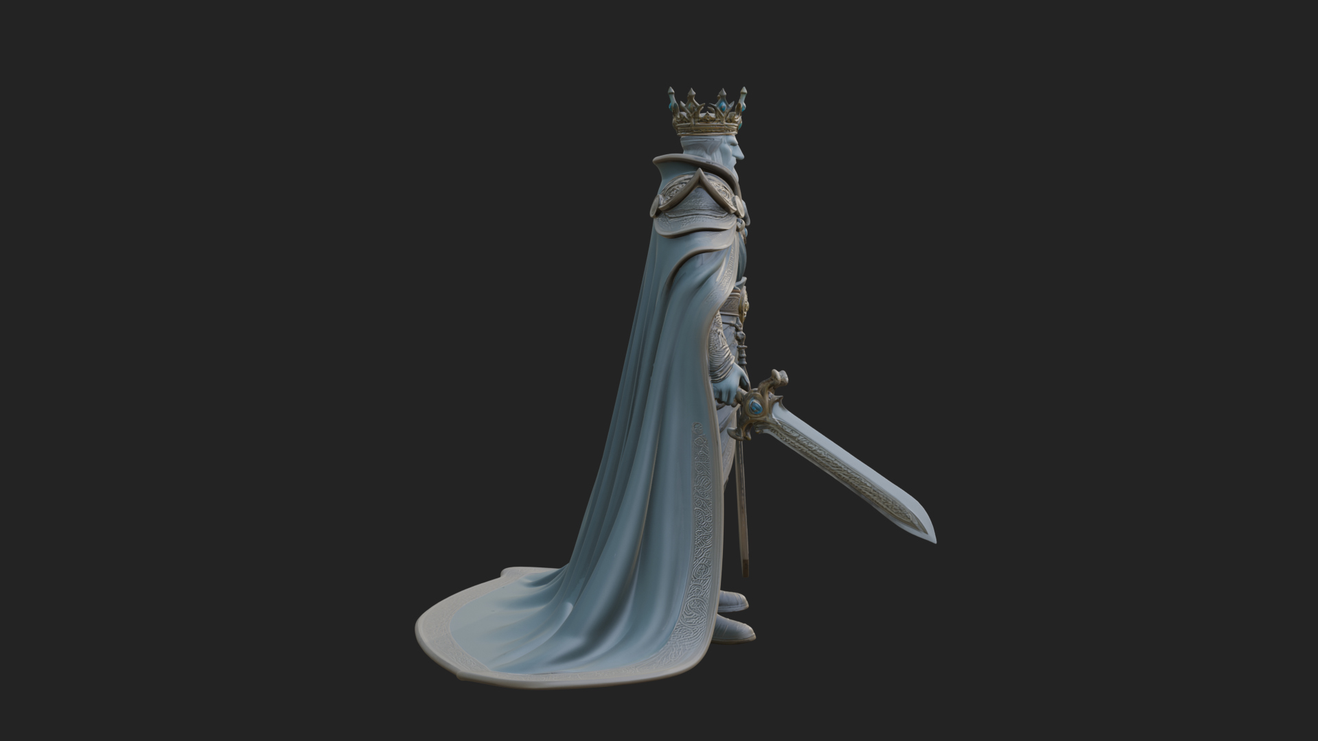 Crowned Knight King Statue Design 12 3D Print Model 3D Model