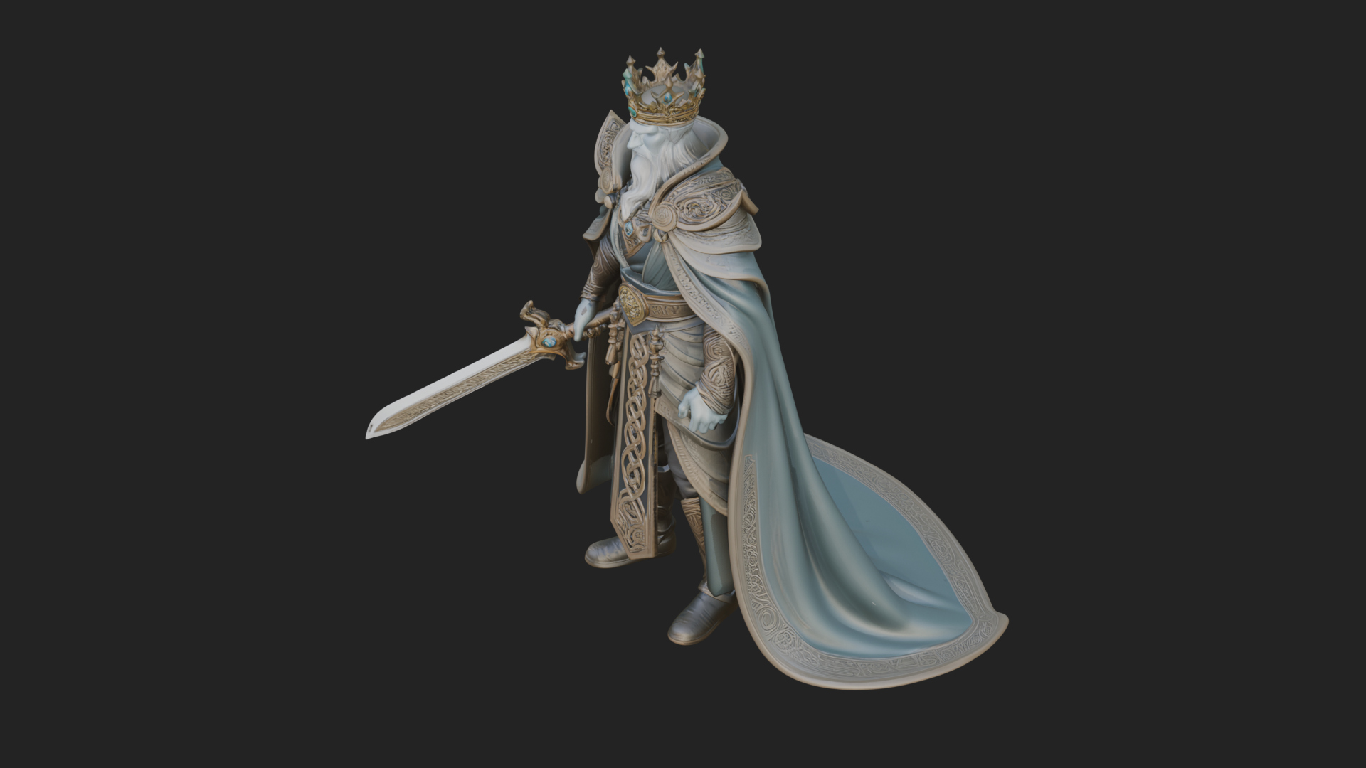Crowned Knight King Statue Design 12 3D Print Model 3D Model