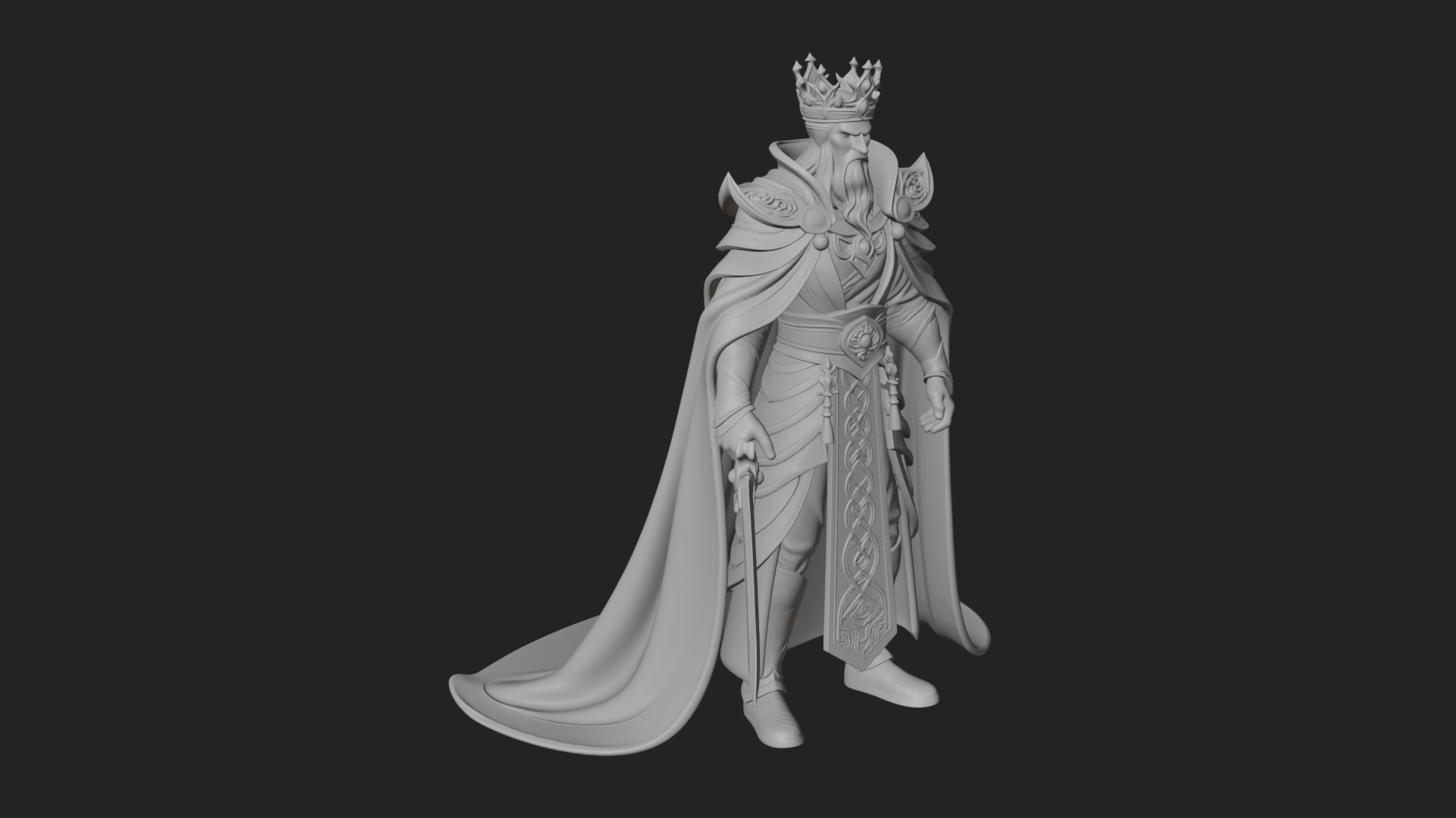Crowned Knight King Statue Design 12 3D Print Model 3D Model