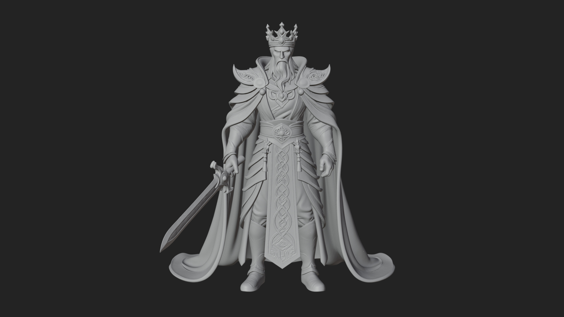 Crowned Knight King Statue Design 12 3D Print Model 3D Model