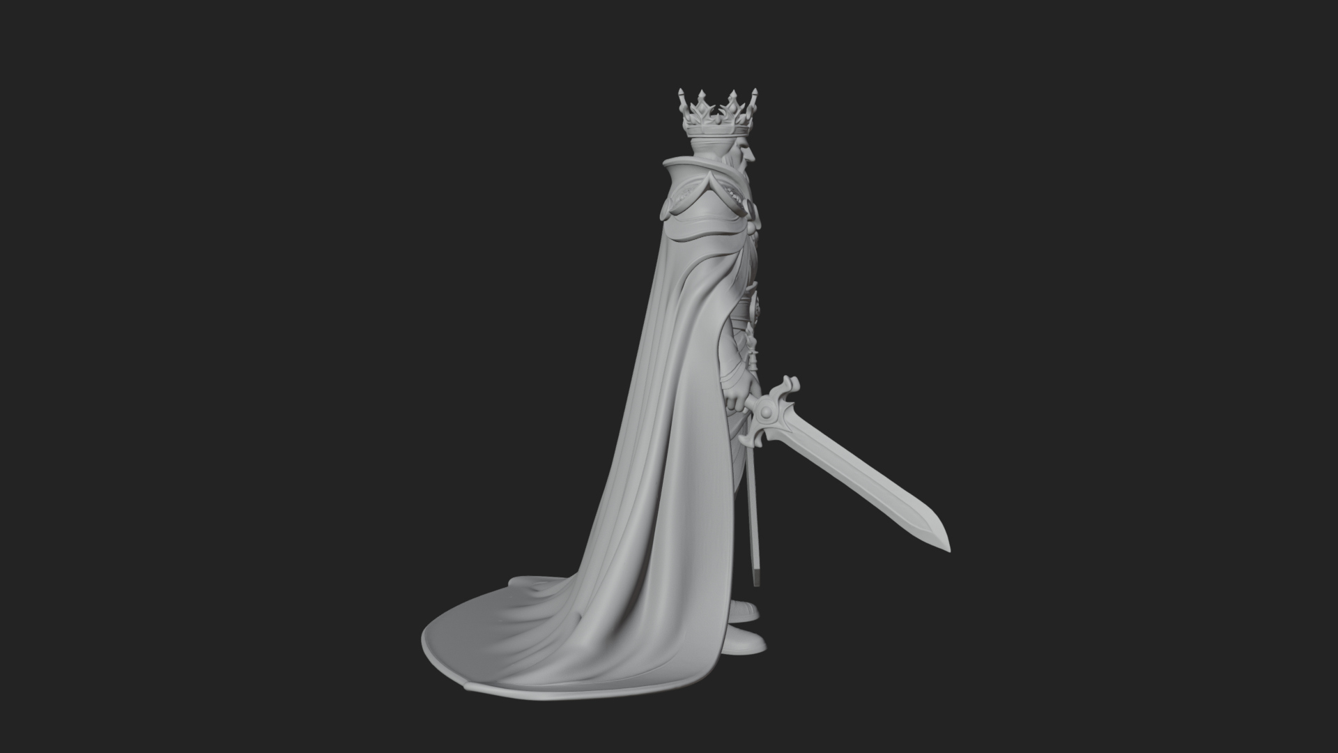 Crowned Knight King Statue Design 12 3D Print Model 3D Model
