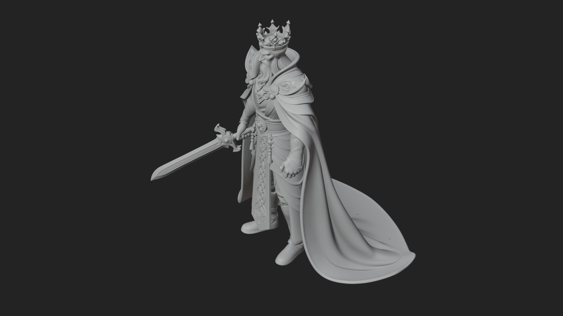 Crowned Knight King Statue Design 12 3D Print Model 3D Model