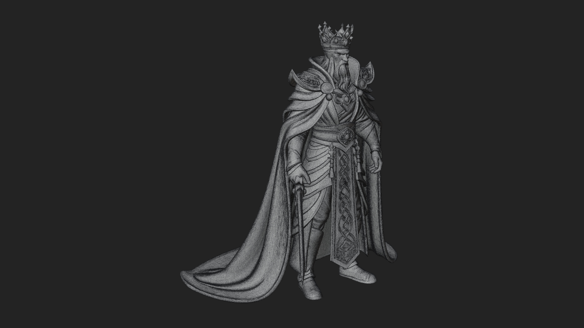 Crowned Knight King Statue Design 12 3D Print Model 3D Model