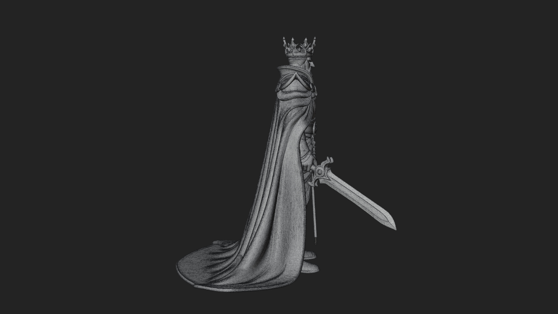 Crowned Knight King Statue Design 12 3D Print Model 3D Model