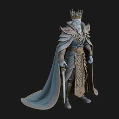 Crowned Knight King Statue Design 12 3D Print Model