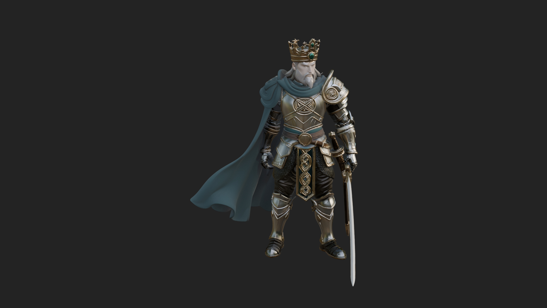 Crowned Knight King Statue Design 13 3D Print Model 3D Model