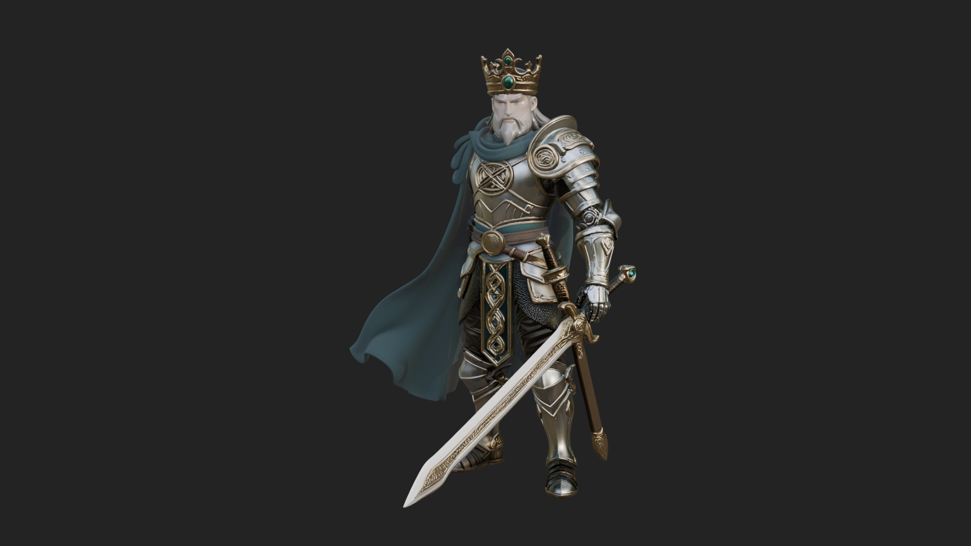 Crowned Knight King Statue Design 13 3D Print Model 3D Model