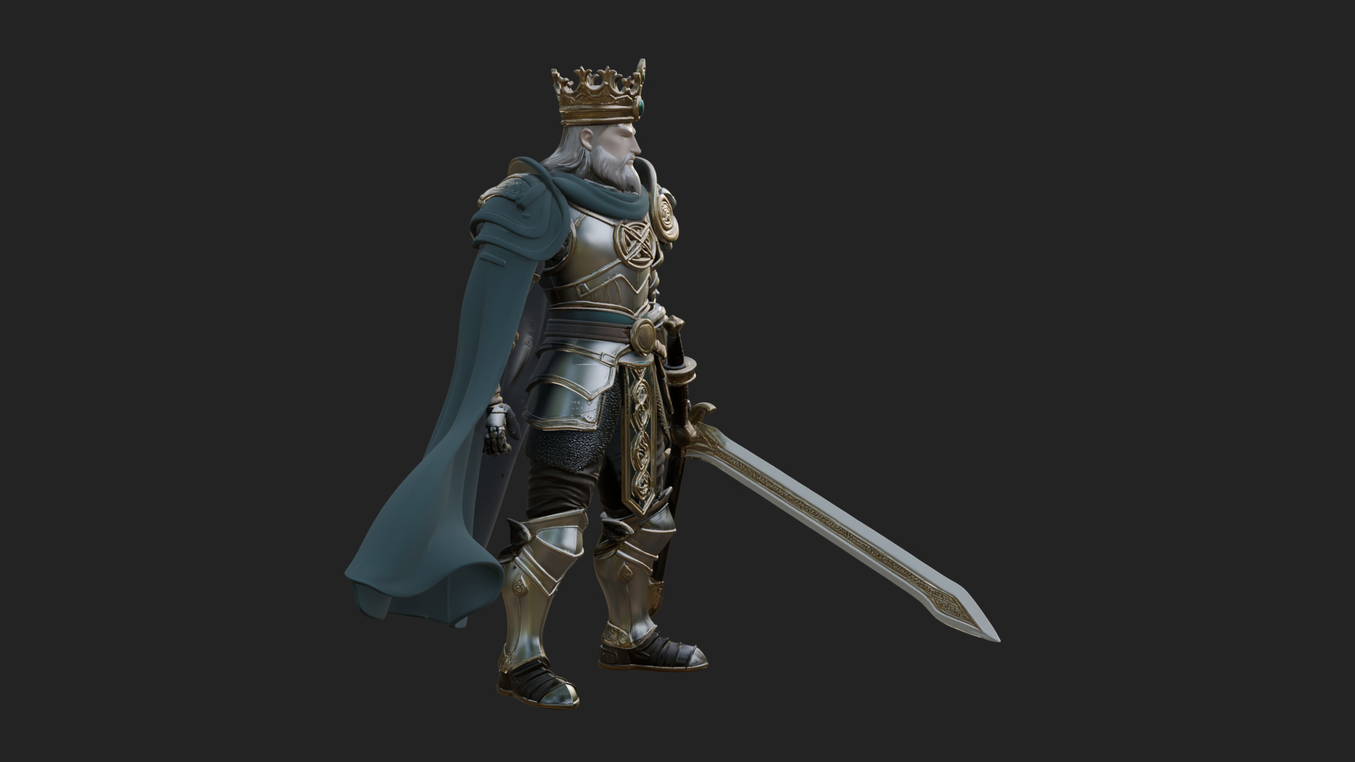 Crowned Knight King Statue Design 13 3D Print Model 3D Model
