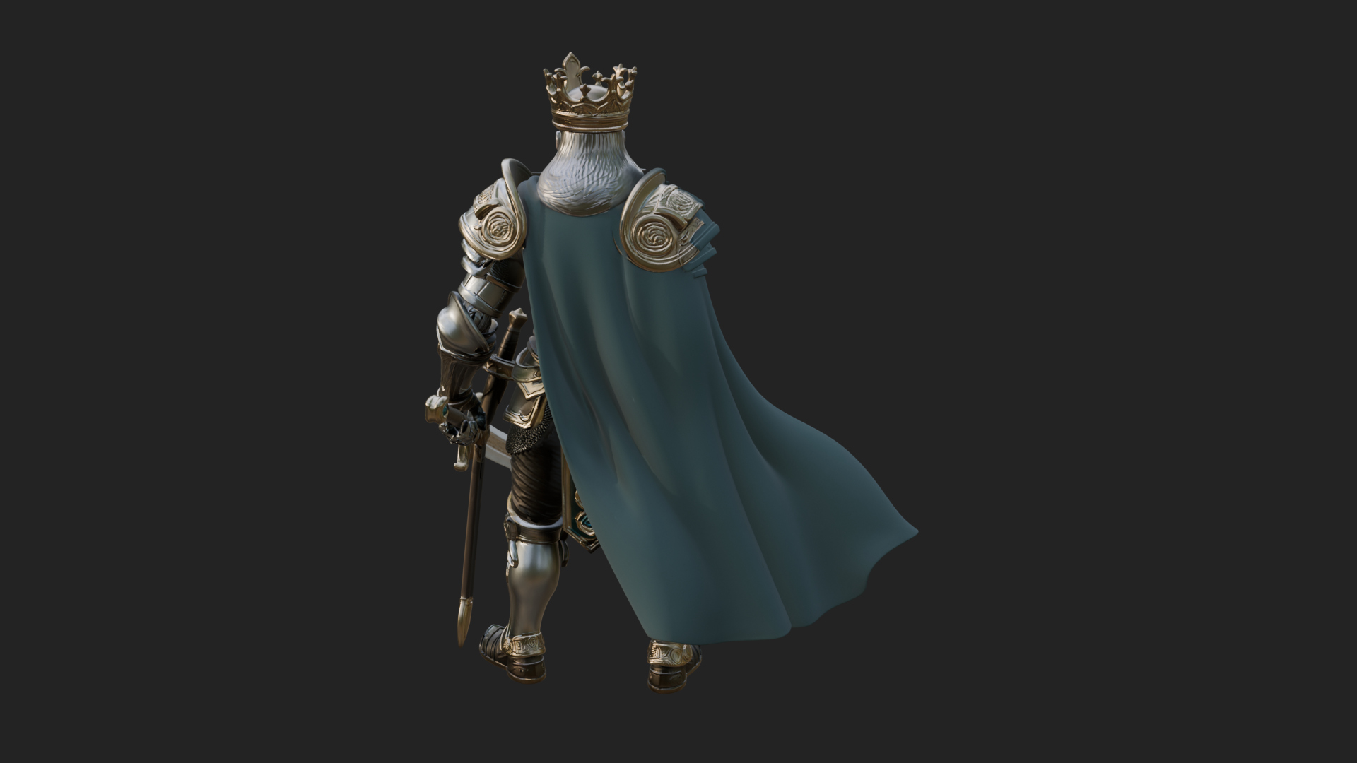 Crowned Knight King Statue Design 13 3D Print Model 3D Model