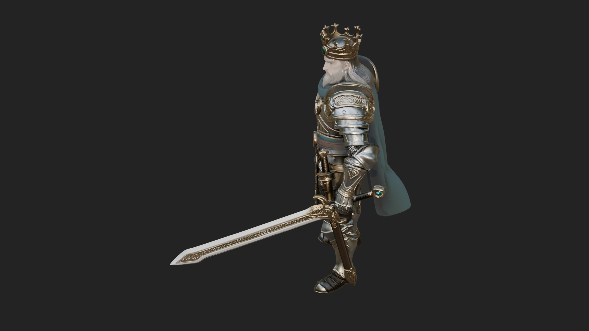 Crowned Knight King Statue Design 13 3D Print Model 3D Model