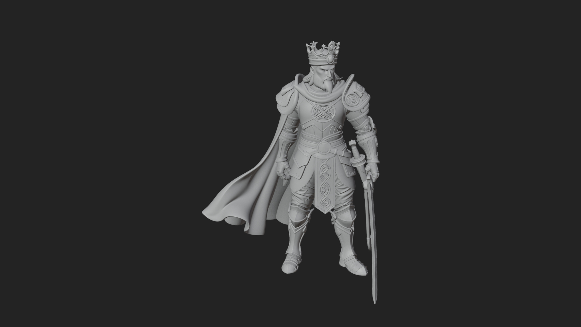 Crowned Knight King Statue Design 13 3D Print Model 3D Model