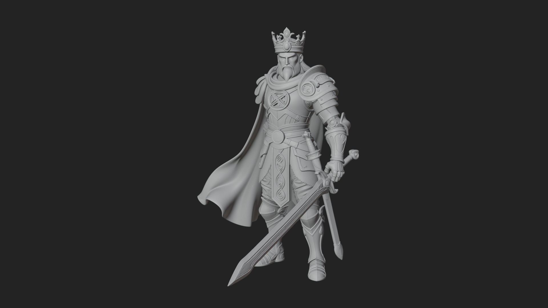 Crowned Knight King Statue Design 13 3D Print Model 3D Model