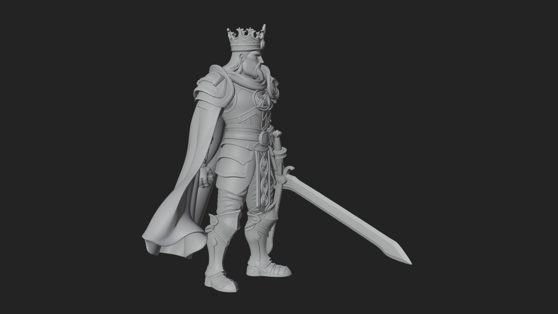 Crowned Knight King Statue Design 13 3D Print Model 3D Model