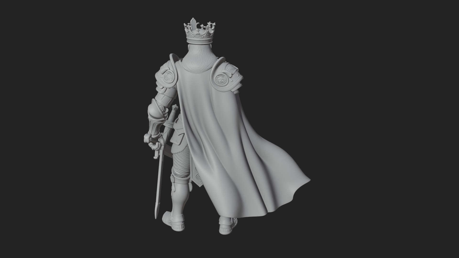 Crowned Knight King Statue Design 13 3D Print Model 3D Model