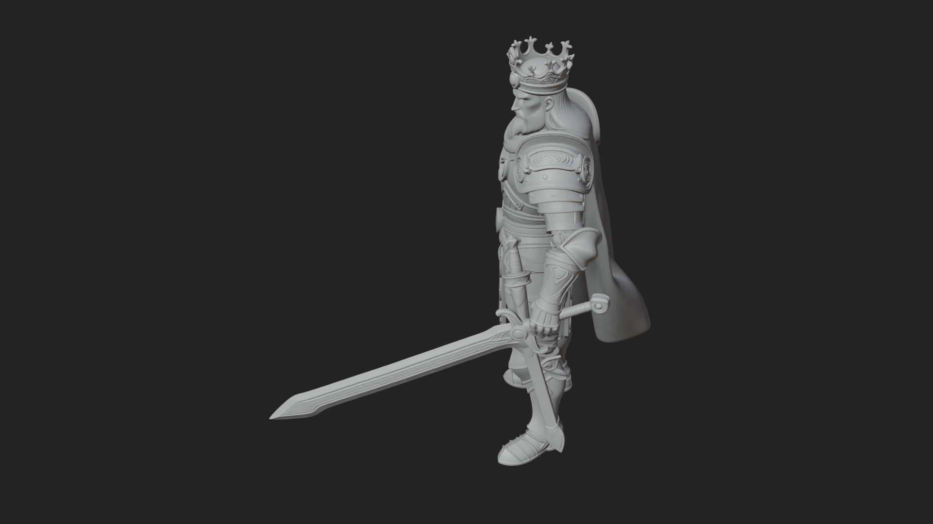 Crowned Knight King Statue Design 13 3D Print Model 3D Model