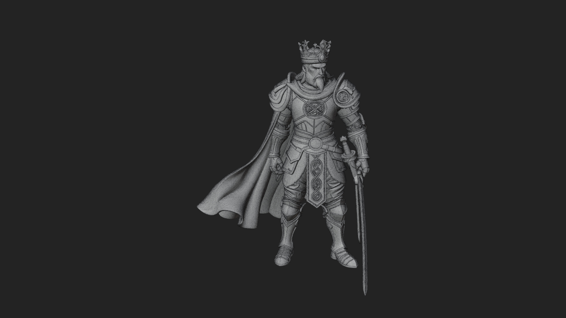 Crowned Knight King Statue Design 13 3D Print Model 3D Model