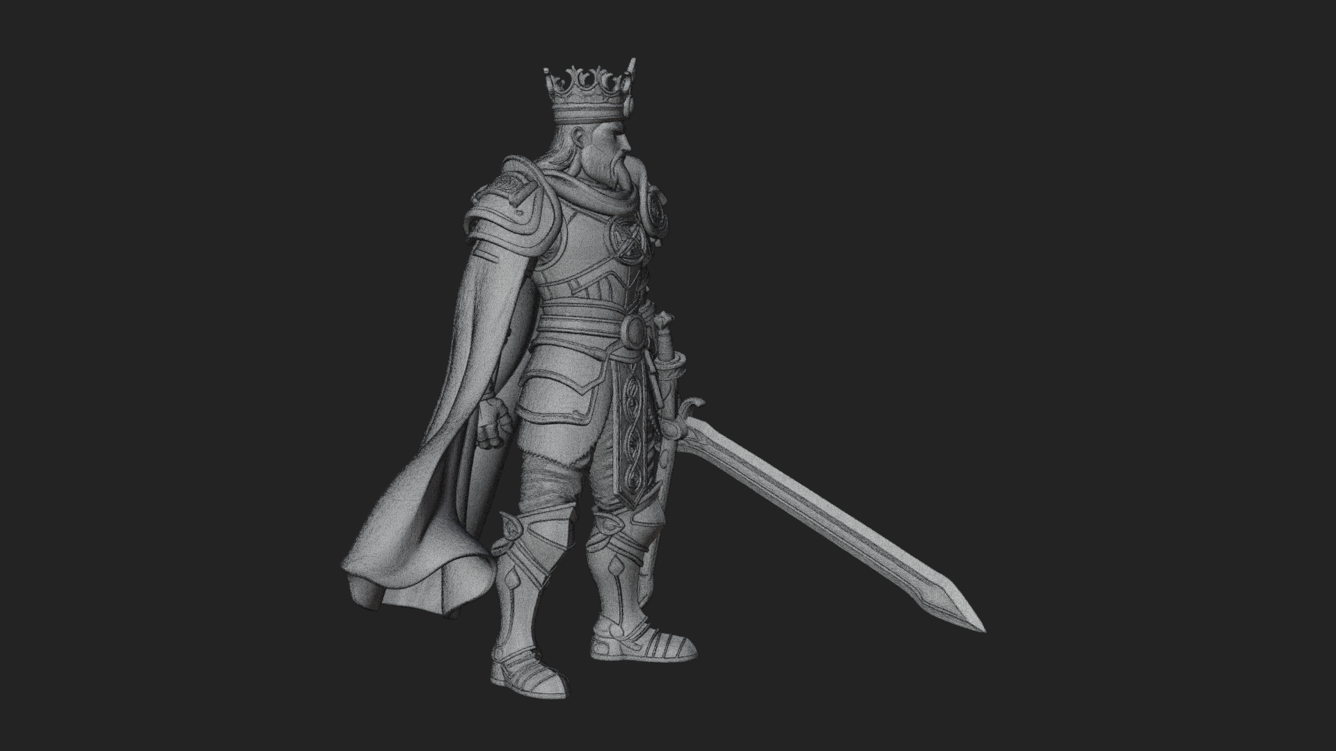 Crowned Knight King Statue Design 13 3D Print Model 3D Model