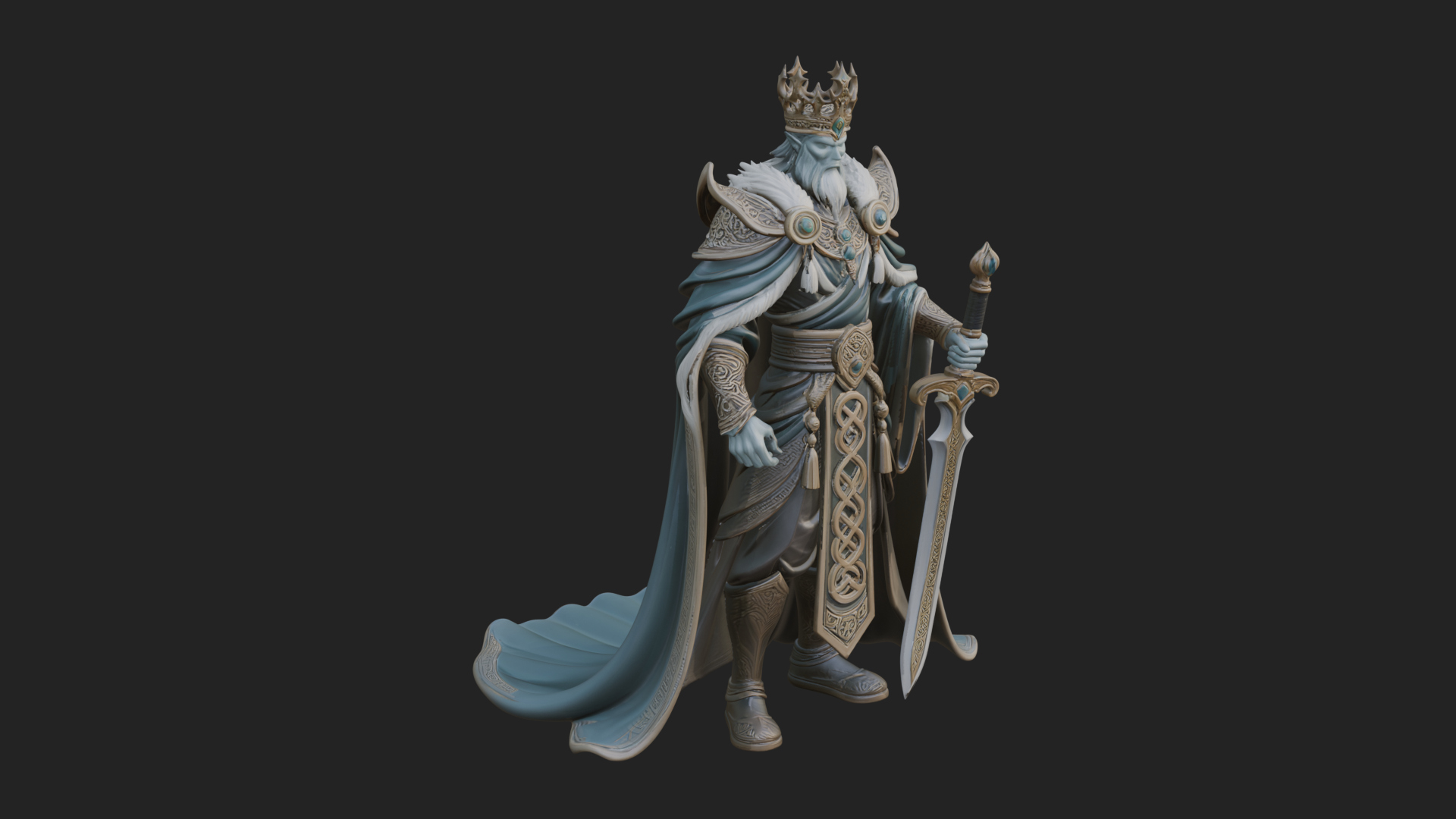 Crowned Knight King Statue Design 5 3D Print Model 3D Model