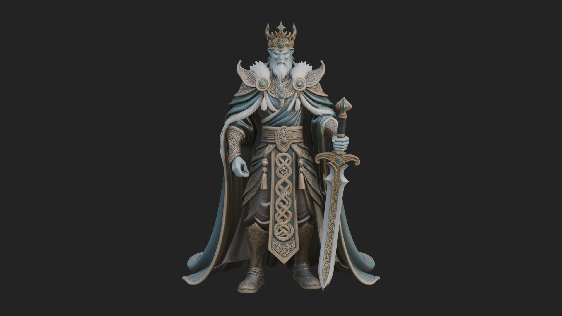 Crowned Knight King Statue Design 5 3D Print Model 3D Model