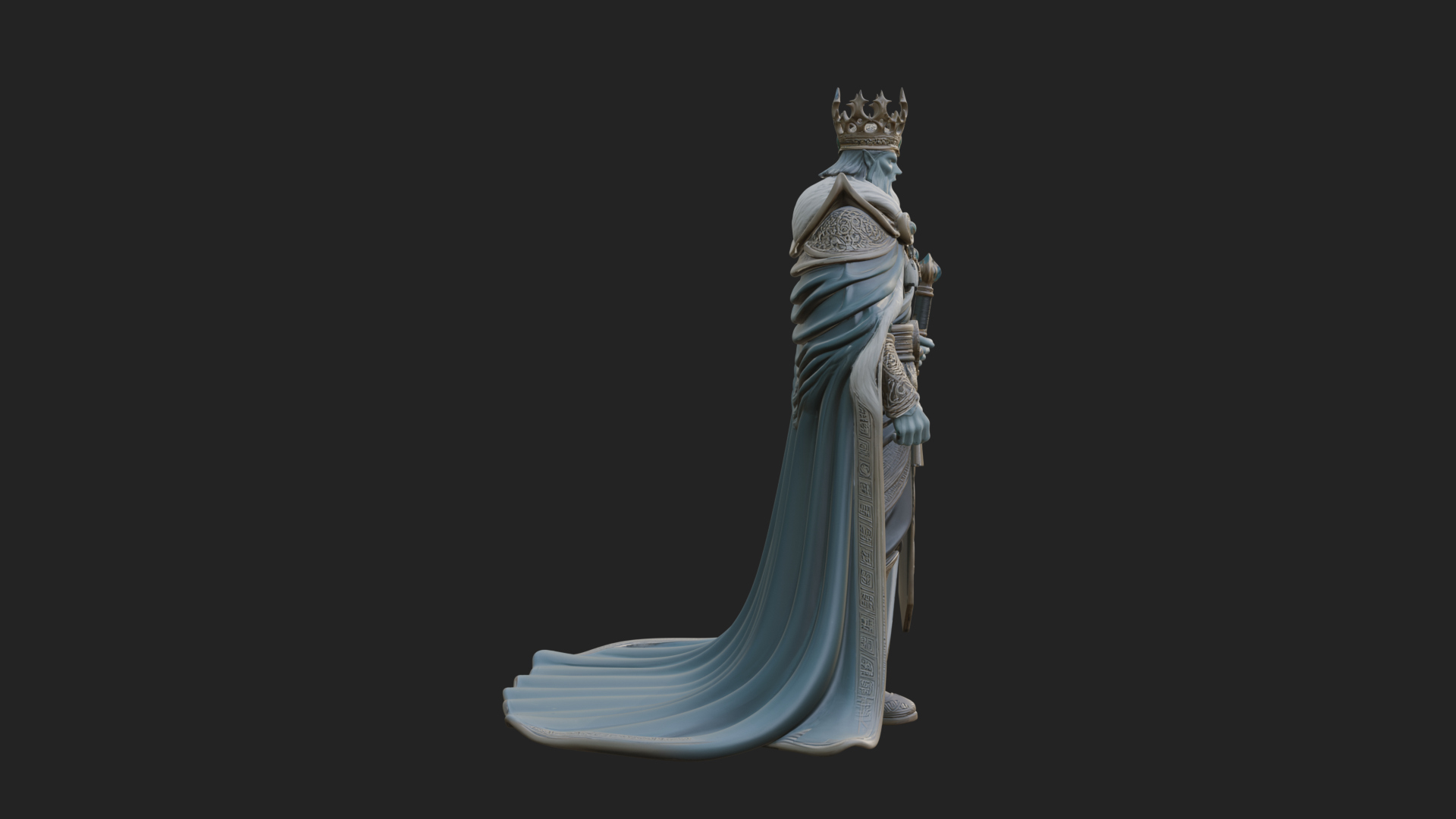 Crowned Knight King Statue Design 5 3D Print Model 3D Model