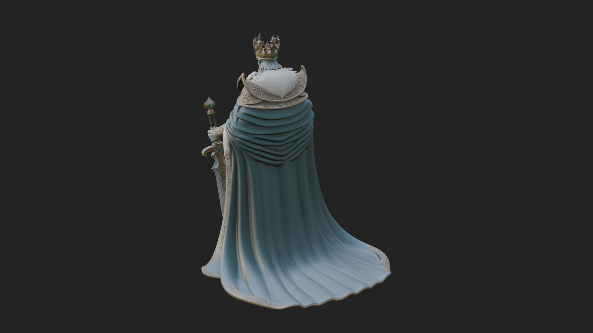 Crowned Knight King Statue Design 5 3D Print Model 3D Model