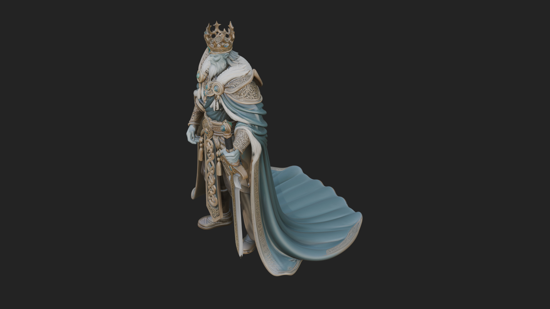Crowned Knight King Statue Design 5 3D Print Model 3D Model