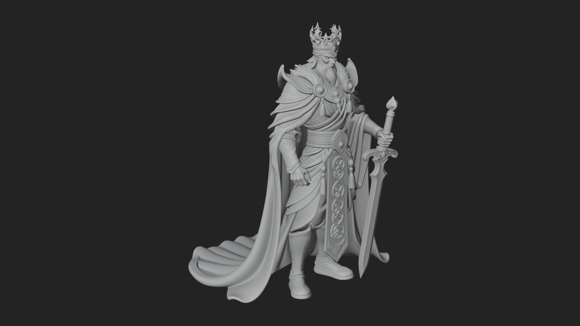 Crowned Knight King Statue Design 5 3D Print Model 3D Model
