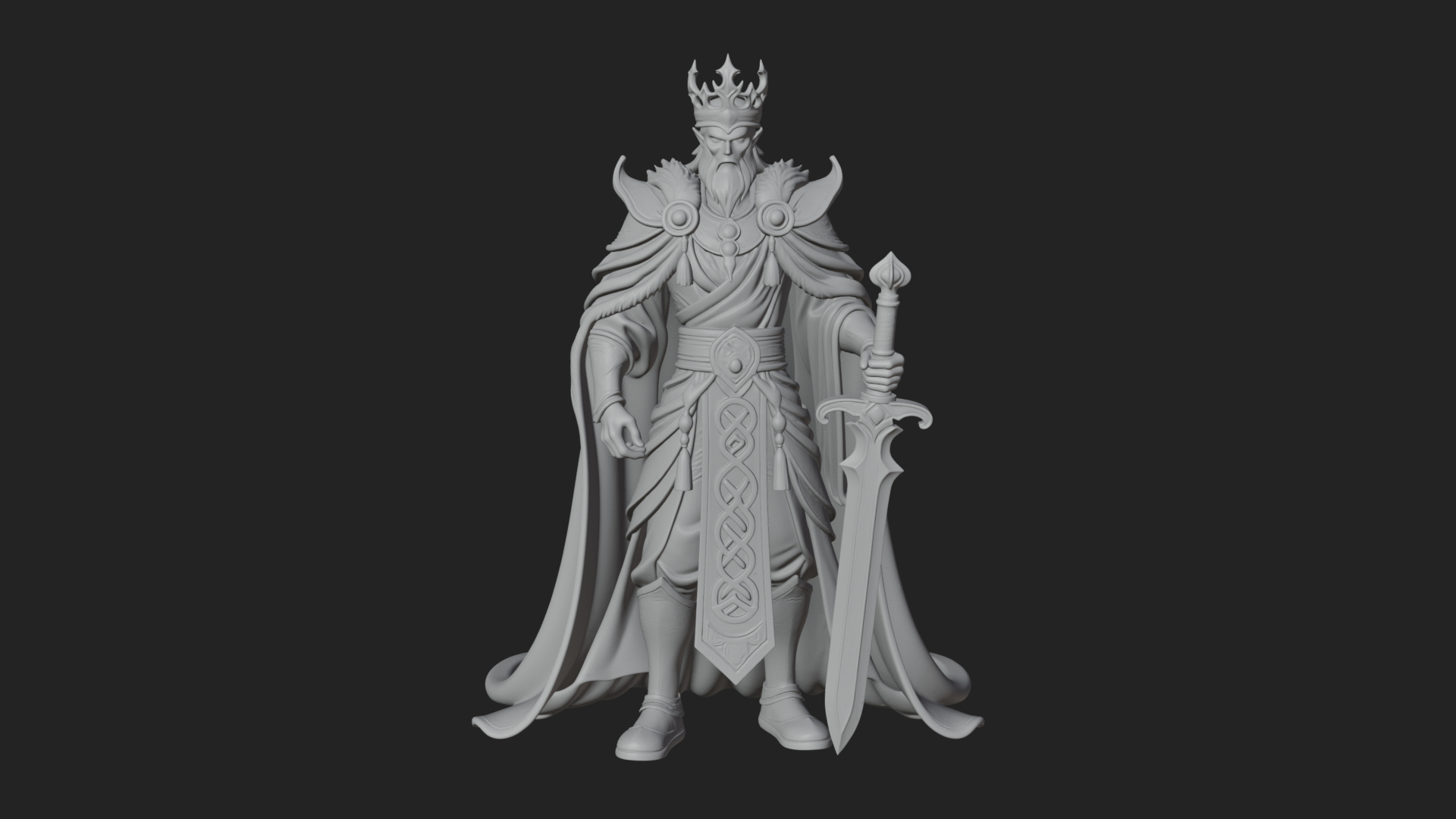 Crowned Knight King Statue Design 5 3D Print Model 3D Model