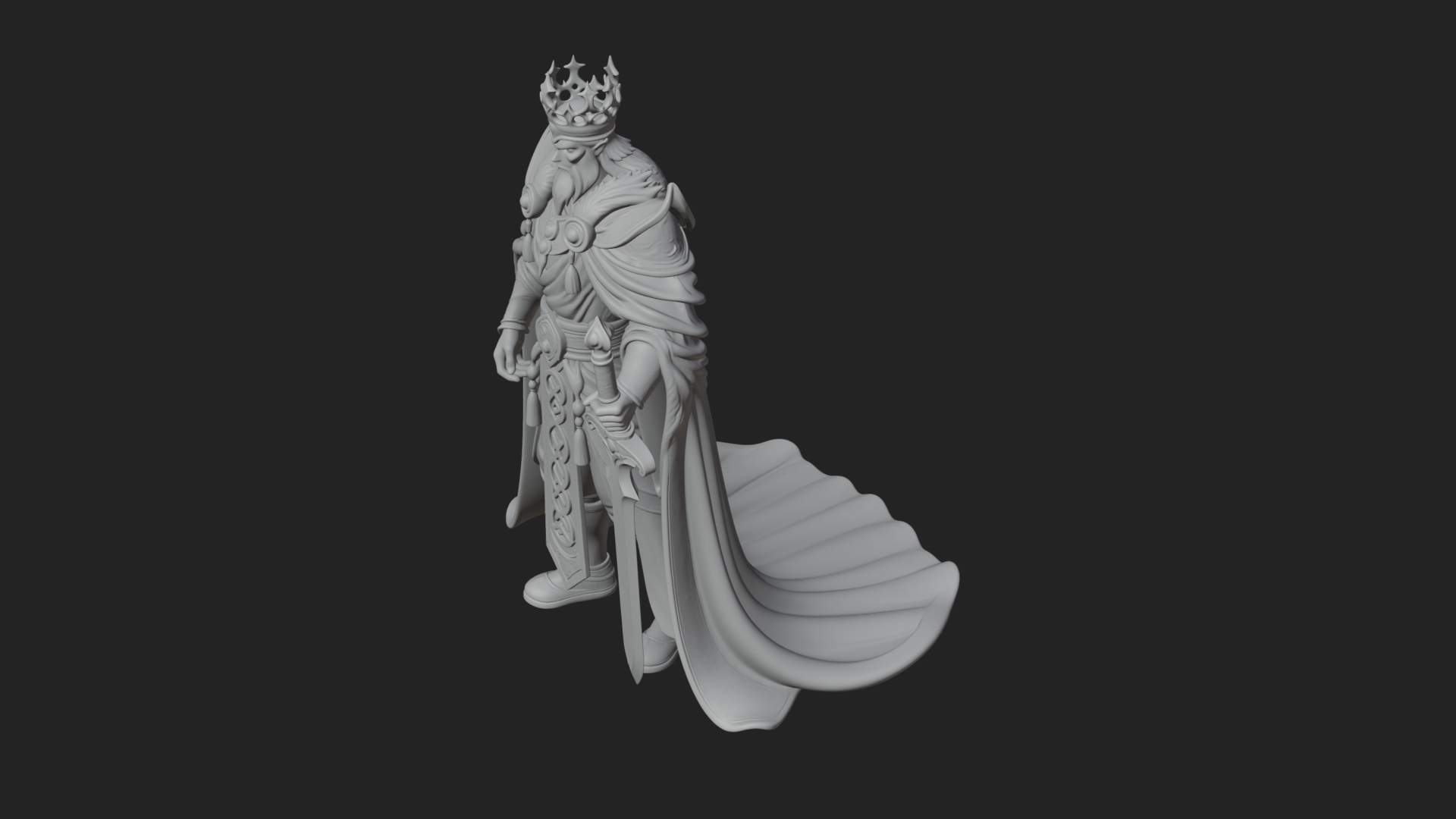 Crowned Knight King Statue Design 5 3D Print Model 3D Model